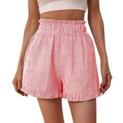 Nunbai Hot Girl Striped High-Waisted Casual Shorts for Women, Summer Hot Pants, Versatile Wide-Leg Pants, Slimming and Sexy