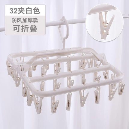 T5022 Thickened Clothes Drying Rack with Multiple Clips, Foldable Hanger for Home Use, Bra Clips, Sock Drying Rack, Clothes Hanger