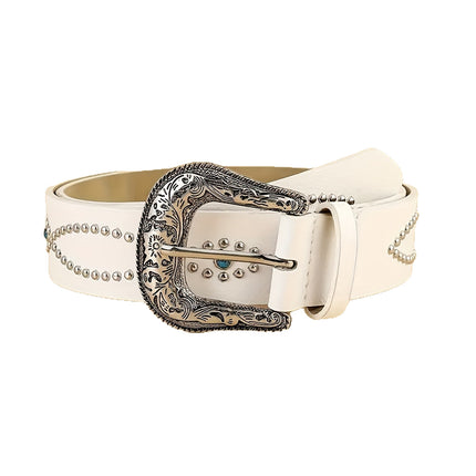 Cross-Border Women's Belt Pomicia Turquoise Inlaid Decorative Belt Fashionable Versatile Ready Stock Wholesale