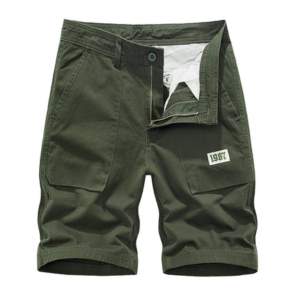 Casual Shorts Men's Summer Japanese Tooling Fashion All-match Solid Color Straight Men's Five-point Pants Washed Tooling Pants Men's