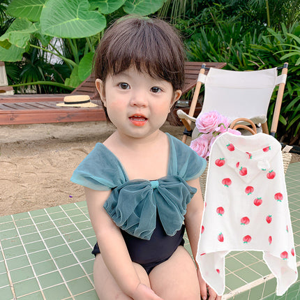Ins Kidsren's Swimsuit Girls One-Piece Bow 2023 New Korean Cute and Stylish Baby Popular Swimsuit
