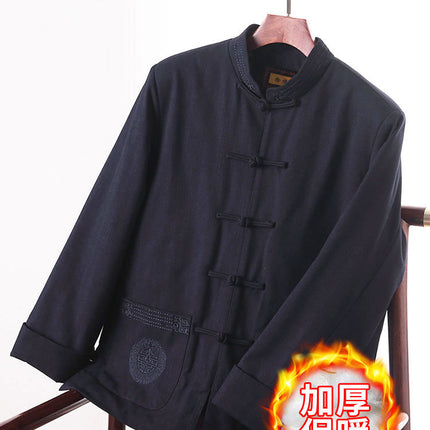 Middle-aged and old Tang suit men's cotton-padded coat for father thickened winter coat for grandfather and old man's birthday Chinese-style cotton-padded jacket