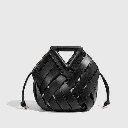 B New Style Basket Bag Triangular Crossbody Magnetic Buckle Woven Hollow Women's Handbag Tote Bag Single Shoulder Crossbody Bucket Bag