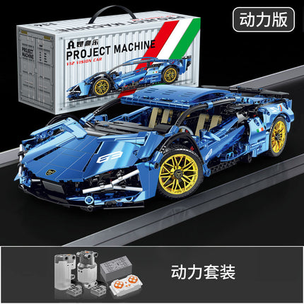 Compatible with Lego Black Gold V12 Cyberpunk Rambo Remote Control Building Blocks Sports Car Racing Children's Toys Cross-Border Wholesale