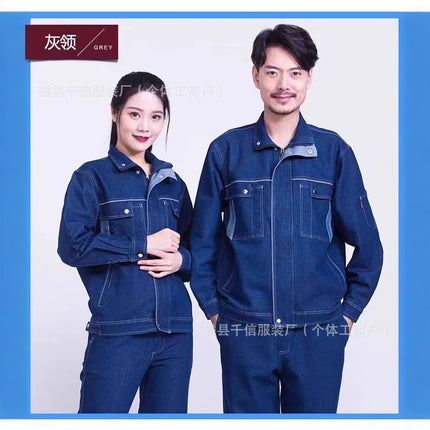 Welding overalls men's suit welder anti-scalding fire-retardant micro-elastic Denim tooling labor protection overalls customization