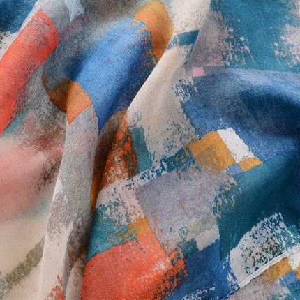Spring and summer new color mosaic printing long tassel decorative cotton and linen hand scarf travel sunscreen beach towel