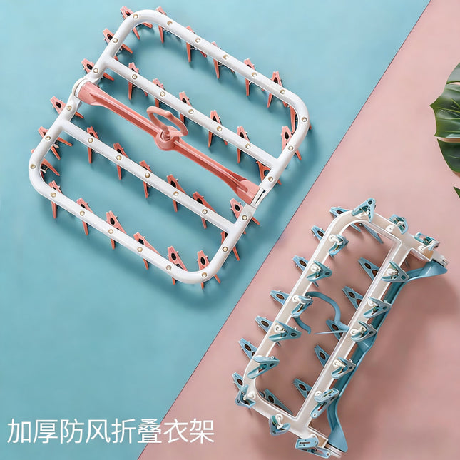 T5022 Thickened Clothes Drying Rack with Multiple Clips, Foldable Hanger for Home Use, Bra Clips, Sock Drying Rack, Clothes Hanger