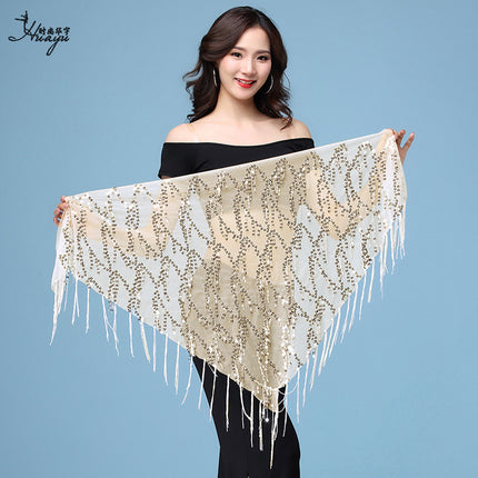 Belly Dance Waist Chain Sequin Tassel Triangle Scarf Performance Hip Scarf Practice Waist Chain Waist Scarf Hip Scarf Clothing Belt Wholesale