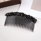 Sparkling diamond hair comb # Black