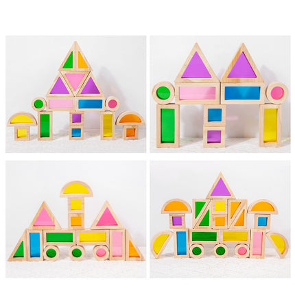 Acrylic Transparent Color Light and Shadow Building Blocks Baby Creative Construction Early Education Educational Toys Children's Rainbow Building Blocks