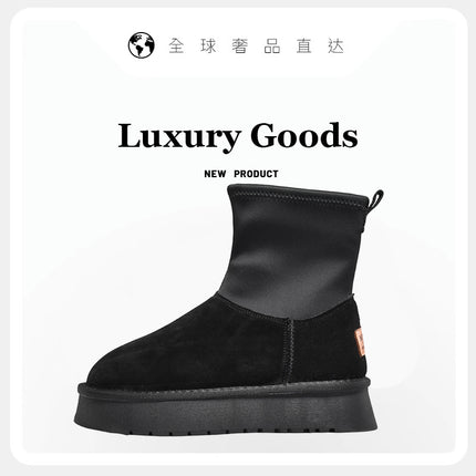 Putian Sangpo Village Snow Boots Thick Bottom Women's Sheepskin One 2024 New Winter fleece-lined Thickened Cotton Shoes and Boots