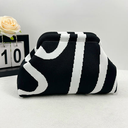 Cross-Border Dropshipping Knitted Bag Striped Clutch Bag for Women Fly-Knit Cloud Versatile Stylish Portable Makeup Bag Large Capacity