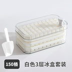 Transparent white three-layer ice tray set 150 compartments (free ice shovel)