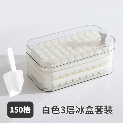 Ice Cube Mold Food Grade Household Pressed Ice Tray Large Capacity Ice Cube Storage Box Refrigerator Homemade Frozen Ice Artifact
