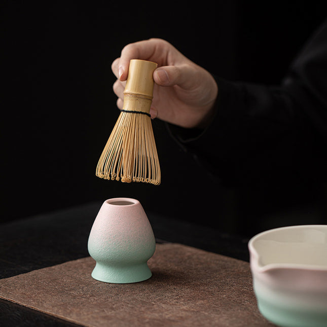 Japanese-Style Matcha Set with Gradient Ceramic Whisk, Tea Bowl, Whisk Holder, and Tea Brush
