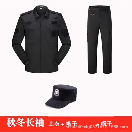 Security Work Clothes Spring and Autumn Suit Black Training Jacket Twill Straight Security Coat Autumn and Winter Long-Sleeved Security Uniform