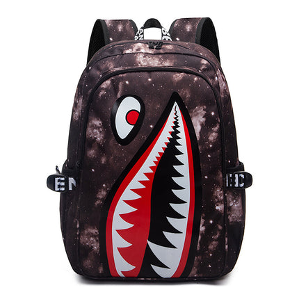 Cross-border Oxford Shark Schoolbag Primary School Grade 4, 5 and 6 Large Capacity Backpack Personalized Simple Backpack for Men