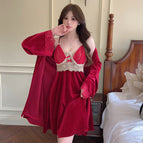 136 wine red two-piece set / M