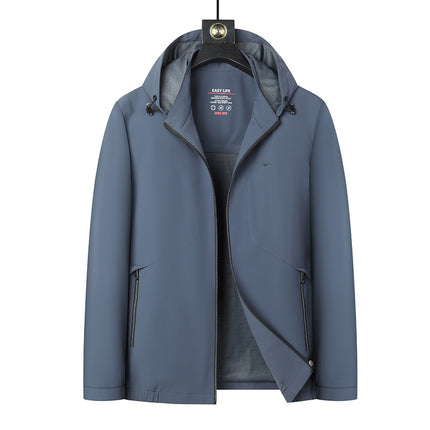 Brand Hooded Men's Jacket Business Casual Removable Hat Jacket Men's Top 2025 Spring and Autumn New
