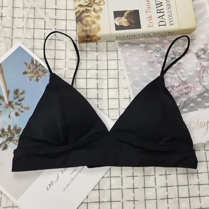 Popular French Sexy Underwear for Women Without Rims, Thin Triangular Cup, Small Breast Push-Up, Glossy Back Bra Wholesale