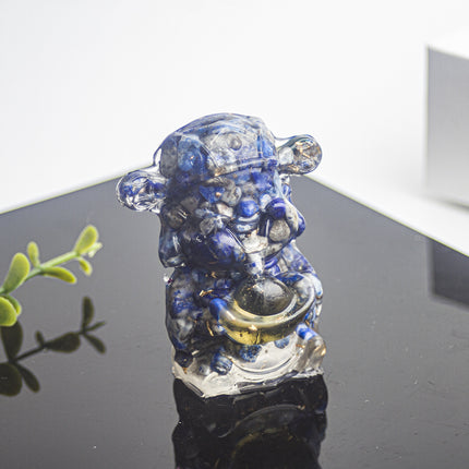 Cross-border Natural Crystal Gravel Glue Dripping God of Wealth Lucky Treasure Desktop Living Room Home Accessories Gift Ornaments