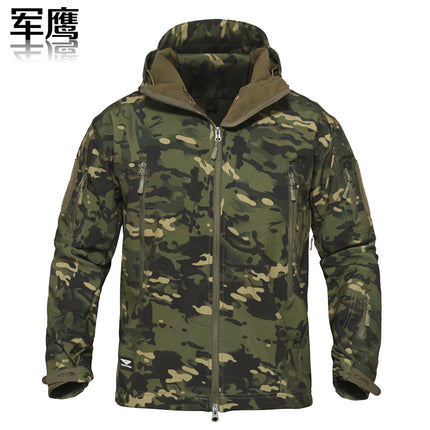 2026 Cross-Border Military Eagle Shark Skin Soft Shell Tactical Camouflage Jacket Men's Warm Breathable Wear-Resistant Military Fan Waterproof Jacket