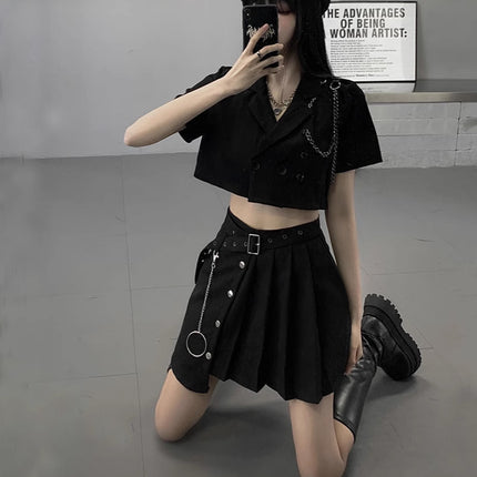 Cool Sa Ya Sister Spice Girl Wearing Sweet and Hot Short Skirt Summer Cold High-end Two-piece Short Small Suit suit