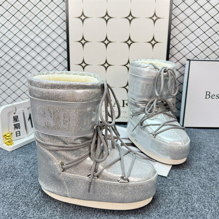 Celebrity Style Thick-Soled Colorful Moon Boots 2025 Winter New Long Ski Boots Warm Anti-Ski Boots for Women