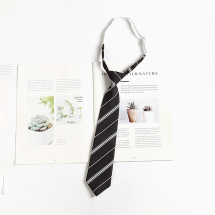 Japanese JK Academic Style Brown Retro Tie Female Lazy Wine-Free Red Shirt Accessories All-Match Black Stripe