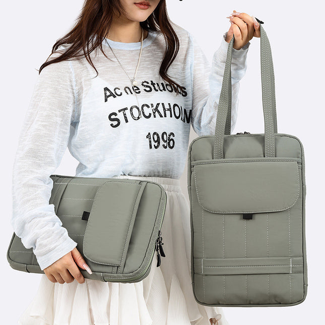 New Simple Vertical Tablet Bag Commuter Nylon iPad Handbag 15.6inch Satchel Laptop Bag