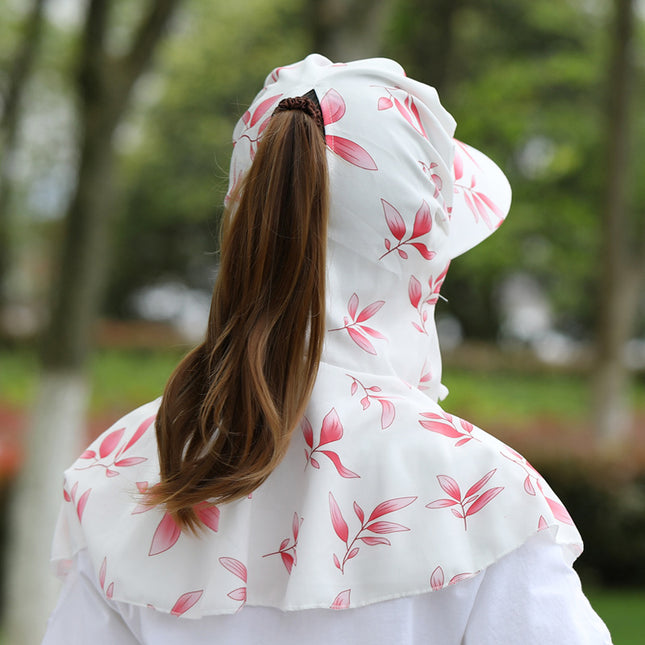 Spring and Summer Sunscreen Mask Neck Protection Integrated Hat Women's Sunshade Hat Outdoor Tea Picking Work Face Covering UV Protection