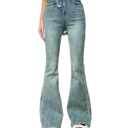 High-Waist plus size chubby girl Micro-Lam Jeans Women's Trendy All-Match Design Sense Stretch Slim-Fit Slimming Horseshoe Long Pants