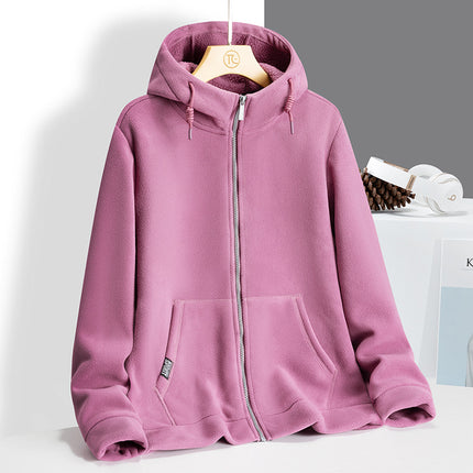 Coat Men and Women Couple Polare Fleece fleece-lined Thickened Jacket Outdoor Ao-grain Fleece Windbreaker Cardigan Solid Color Sweater