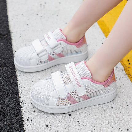 Little Yellow Duck children's shoes mesh girls white shoes new summer shell head boys shoes single mesh breathable children's board shoes