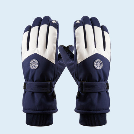 Winter Ski Gloves for Men and Women, Velvet Warm Outdoor Electric Vehicle Riding Waterproof Student Finger Touch Screen Gloves
