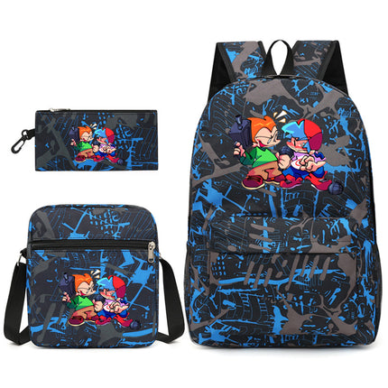 2021 Friday night backpack shoulder bag pencil case three-piece canvas schoolbag set