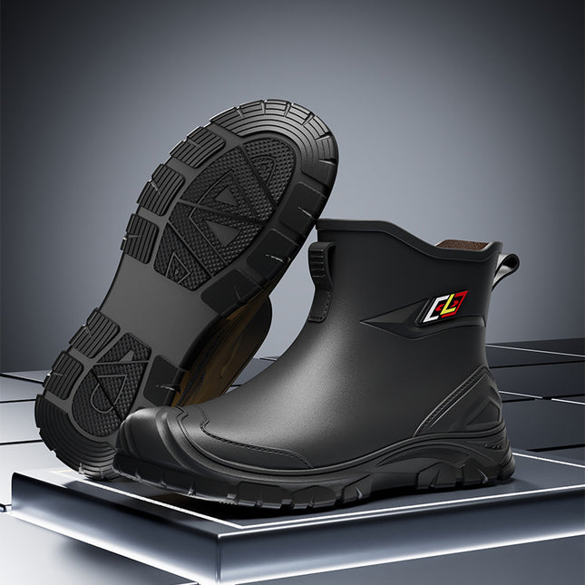 Fashion men's rain shoes short tube new water shoes overshoes rain boots non-slip waterproof kitchen car wash fishing shoes cross-border batch