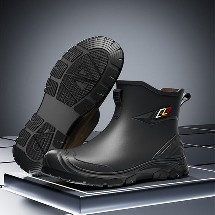 Fashion men's rain shoes short tube new water shoes overshoes rain boots non-slip waterproof kitchen car wash fishing shoes cross-border batch