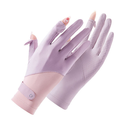 Sunscreen Gloves Women's Summer Ice Silk UV-resistant Breathable Non-slip Thin Riding Outdoor Electric Car Gloves