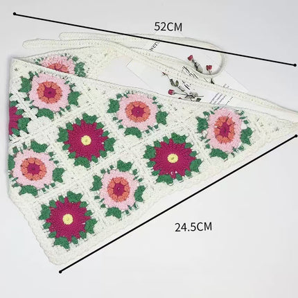 European and American Cross-Border French Ins Retro Handmade Crochet Triangle Scarf Women's Personalized Travel Photo Headscarf Hairband