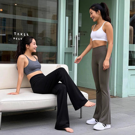 Spring and Autumn Thin Shark Flare Pants for Women, High-Waisted, Draping, Plus-Size Slimming Floor-Length Black Pants