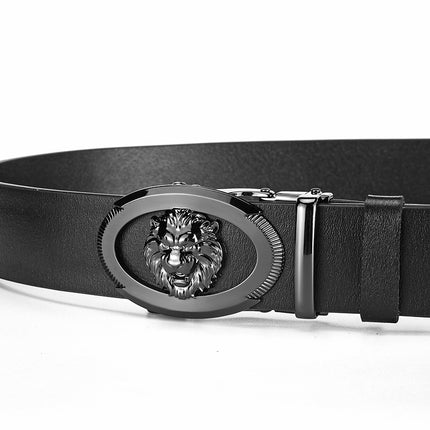 Men's Genuine Leather Belt with Alloy Automatic Buckle, High-End Cowhide Belt, Men's Accessory, Pants Belt, Cross-Border Trade