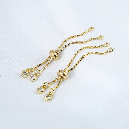 18K Color-Preserving Real Gold Silicone Copper Zipper Adjustable Extension Chain DIY Telescopic Chain Bracelet Necklace Accessories Wholesale