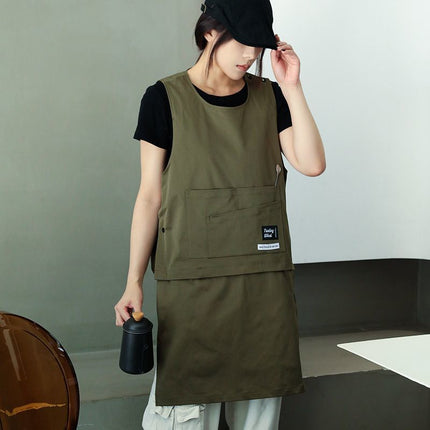 in stock wholesale catering kitchen work apron printing fixed oil-proof apron milk tea nail salon supermarket apron