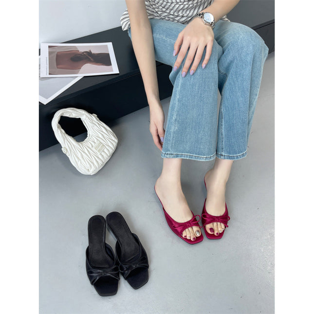 2025 New European and American Fashion Open-Toe Slippers Low-Heeled Elegant Sandals for Women
