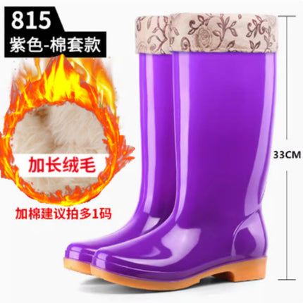Four-Season High-Top Women's Rain Boots, Canteen Cleaning Waterproof Shoes, Bathroom Rubber Shoes, Labor Protection Rain Boots, Mother's Work Boots, Water Boots