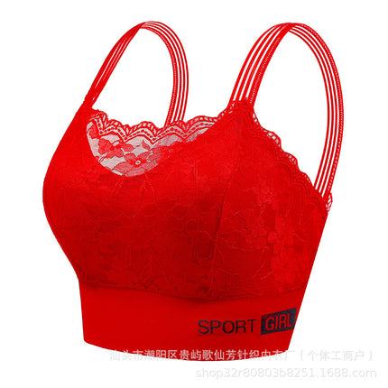 New Sexy French Style Lace Bra Beautiful Back Anti-Light Breathable Non-Steel Ring Gather-up Underwear Women's Vest Bra
