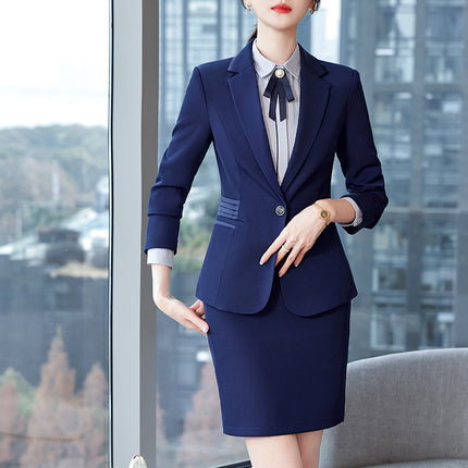 High-end professional suit women's spring and autumn fashion temperament goddess style suit formal wear sales department hotel front desk work clothes