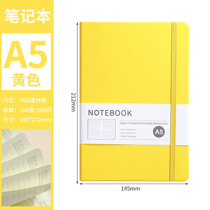 A5 imitation leather strap notebook cross-border in stock business office hard leather notebook elastic band notepad can be customized
