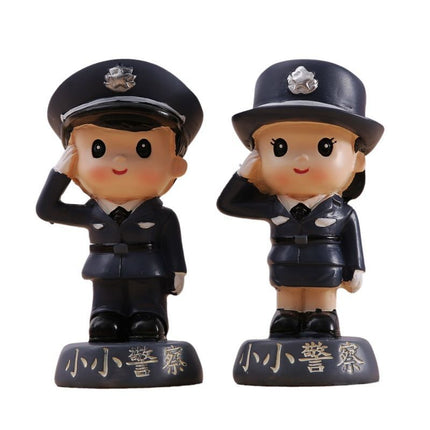 Resin Crafts Small Police Officer Exquisite 3D Figurine Decoration Special Forces Car Dashboard Ornament